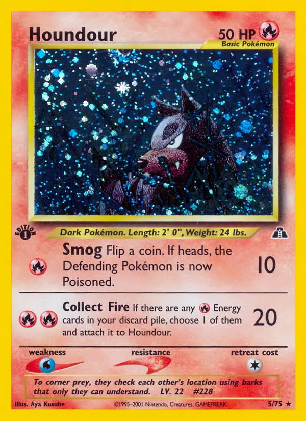 Houndour Rare Pokemon card #5 from Neo Discovery