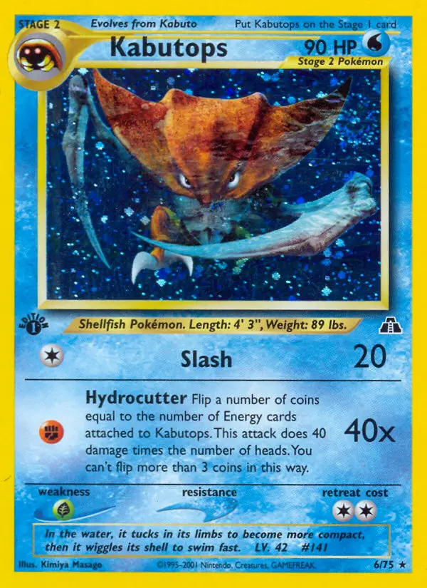 Kabutops Rare Pokemon card #6 from Neo Discovery