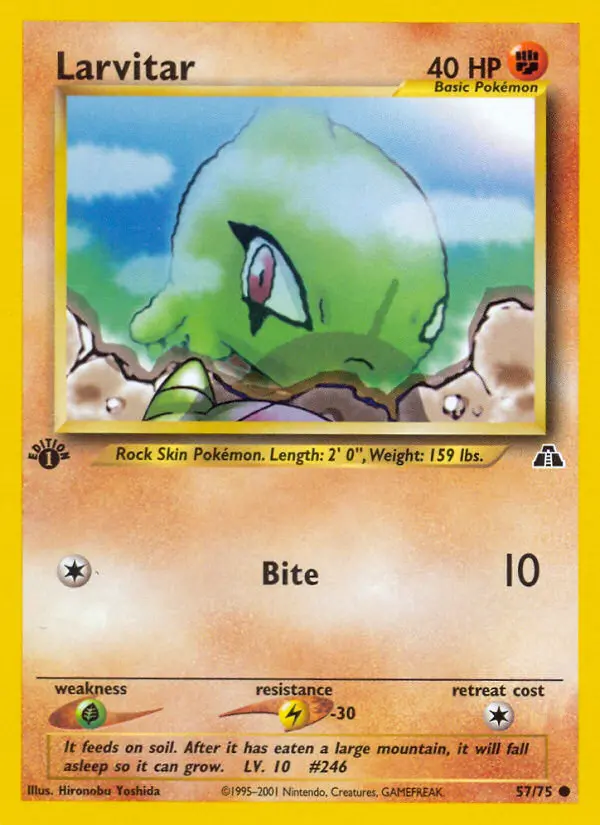 Larvitar Common Pokemon card #57 from Neo Discovery