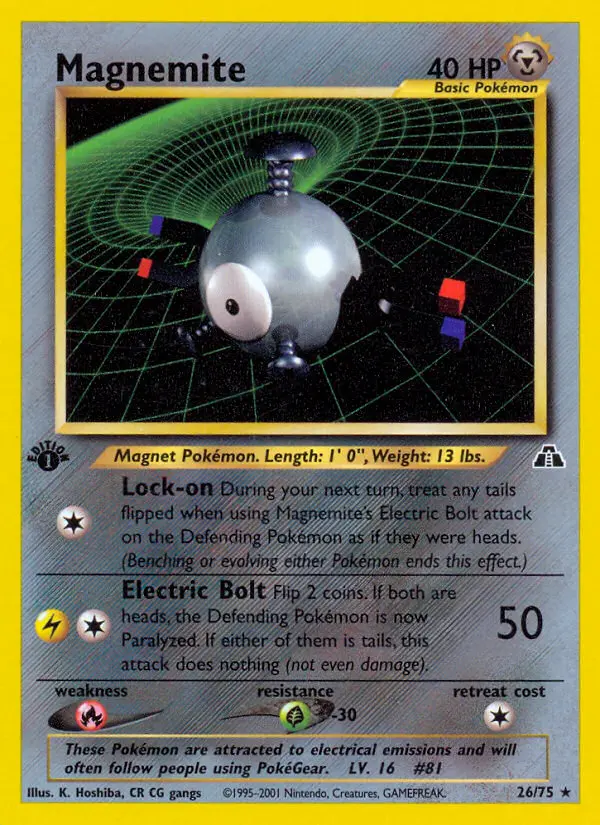 Magnemite Rare Pokemon card #26 from Neo Discovery
