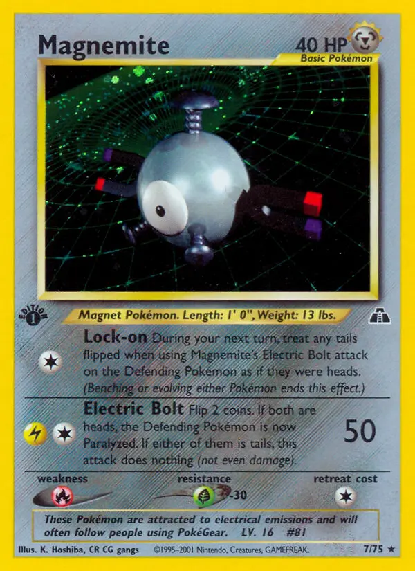Magnemite Rare Pokemon card #7 from Neo Discovery