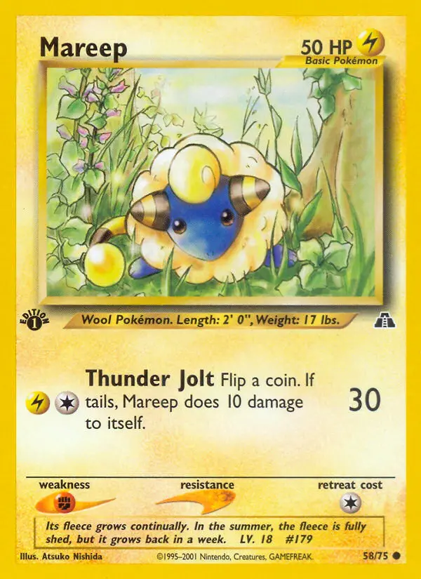 Mareep Common Pokemon card #58 from Neo Discovery