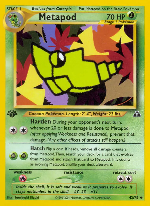Metapod Uncommon Pokemon card #42 from Neo Discovery