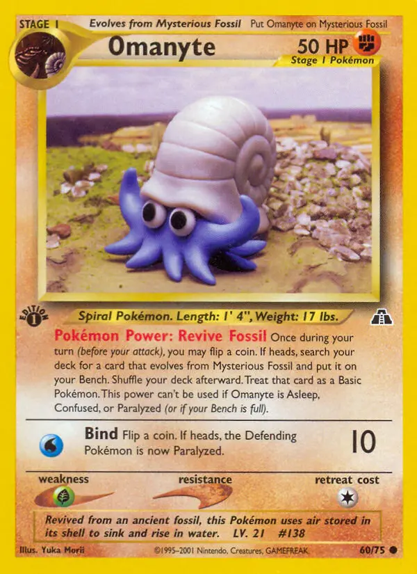 Omanyte Common Pokemon card #60 from Neo Discovery