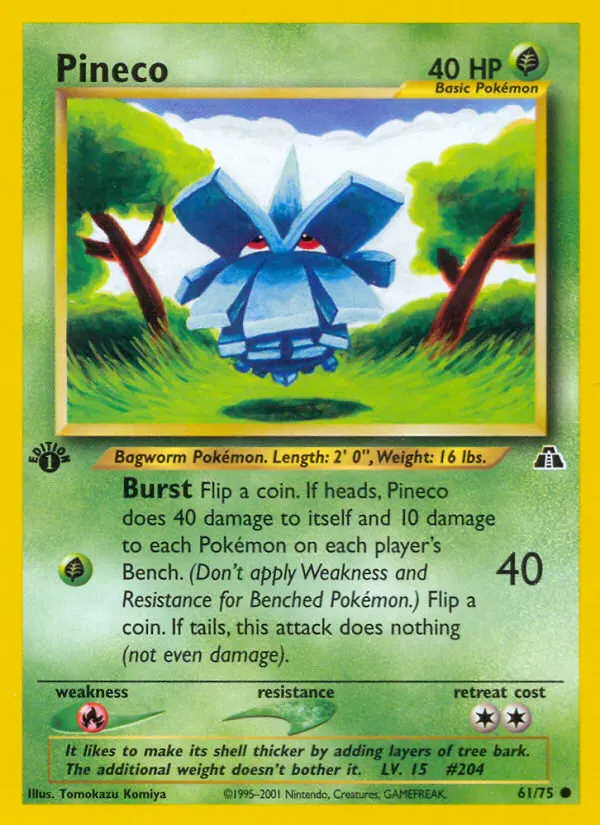 Pineco Common Pokemon card #61 from Neo Discovery