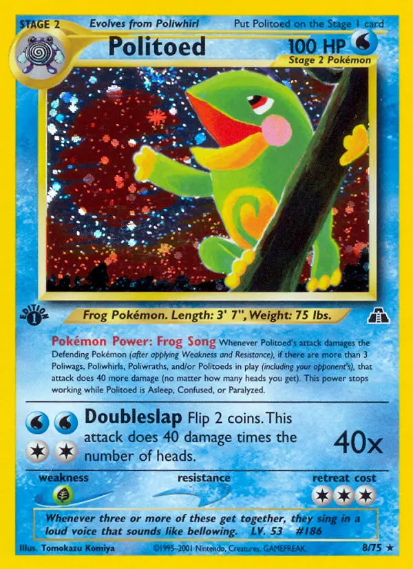 Politoed Rare Pokemon card #8 from Neo Discovery