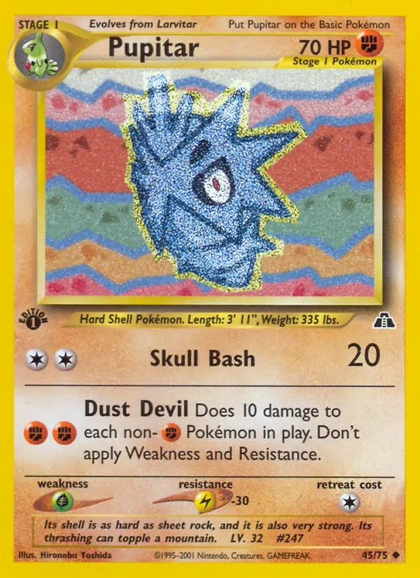 Pupitar Uncommon Pokemon card #45 from Neo Discovery