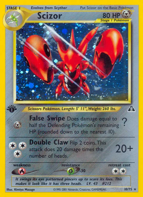 Scizor Rare Pokemon card #10 from Neo Discovery