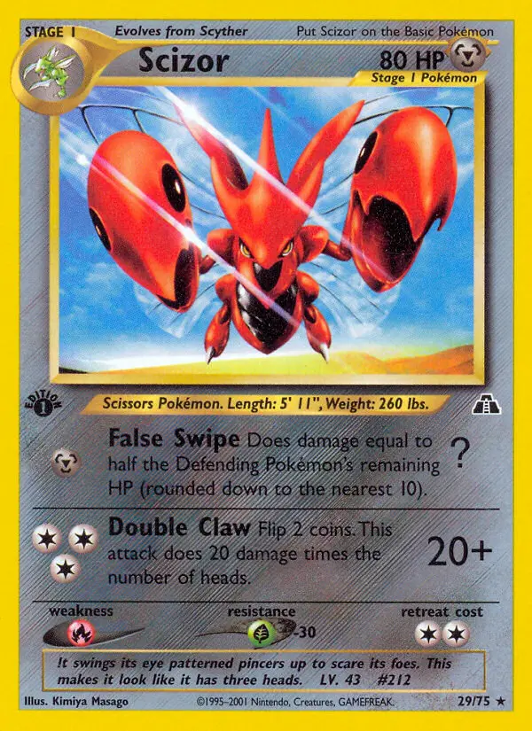 Scizor Rare Pokemon card #29 from Neo Discovery