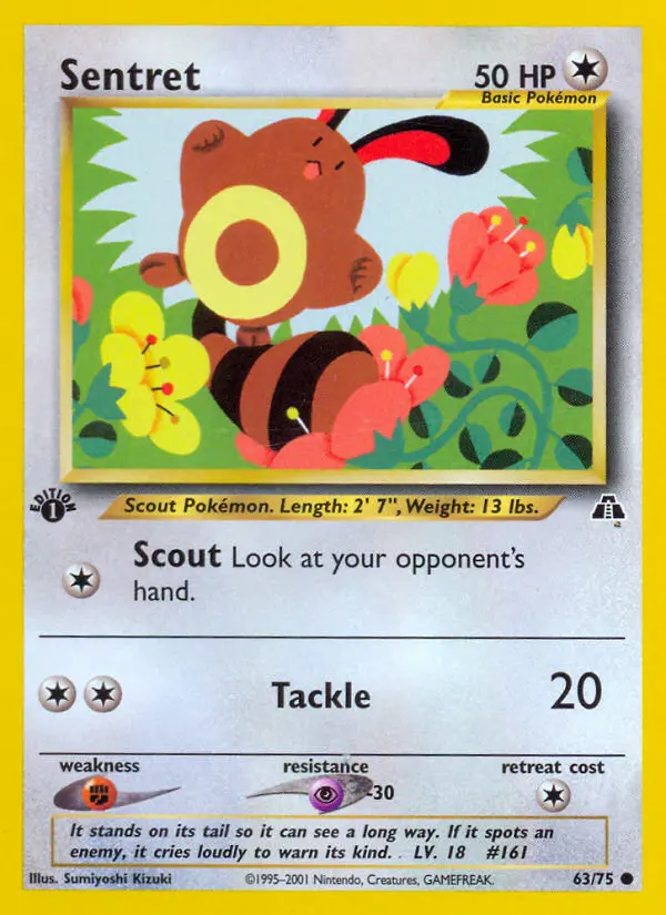 Sentret Common Pokemon card #63 from Neo Discovery