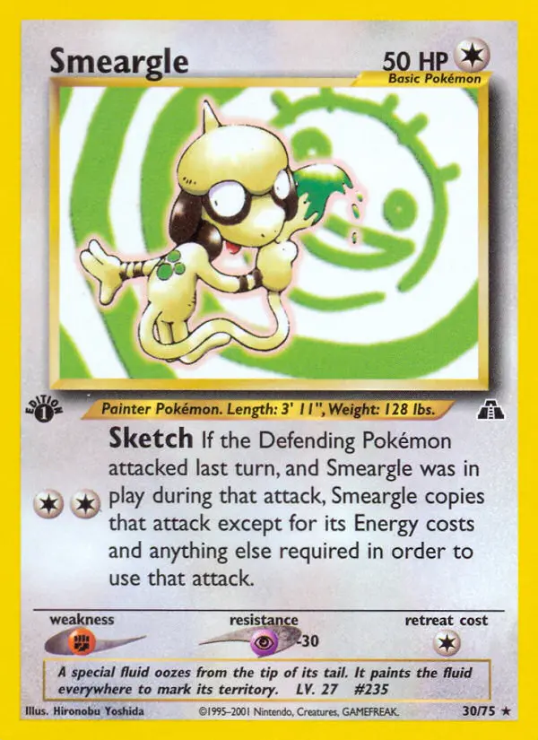 Smeargle Rare Pokemon card #30 from Neo Discovery