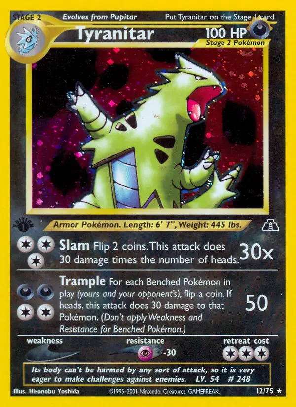 Tyranitar Rare Pokemon card #12 from Neo Discovery