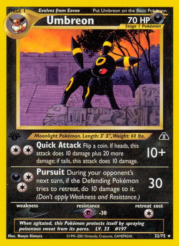 Umbreon Rare Pokemon card #32 from Neo Discovery
