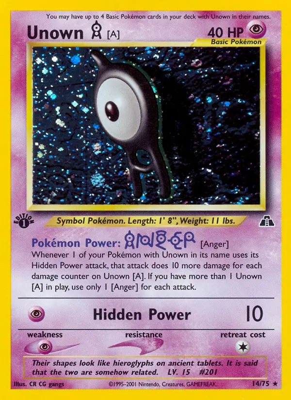 Unown [A] Rare Pokemon card #14 from Neo Discovery