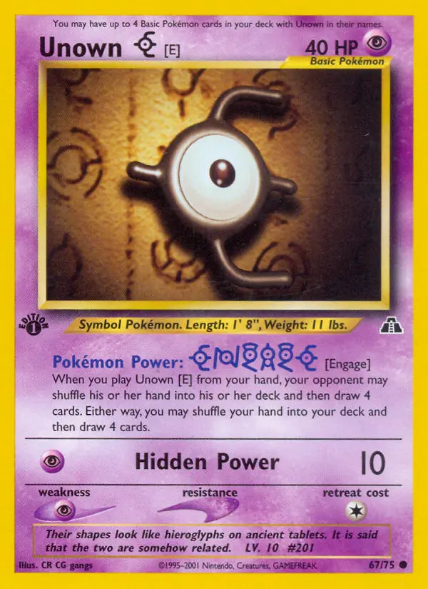 Unown [E] Common Pokemon card #67 from Neo Discovery