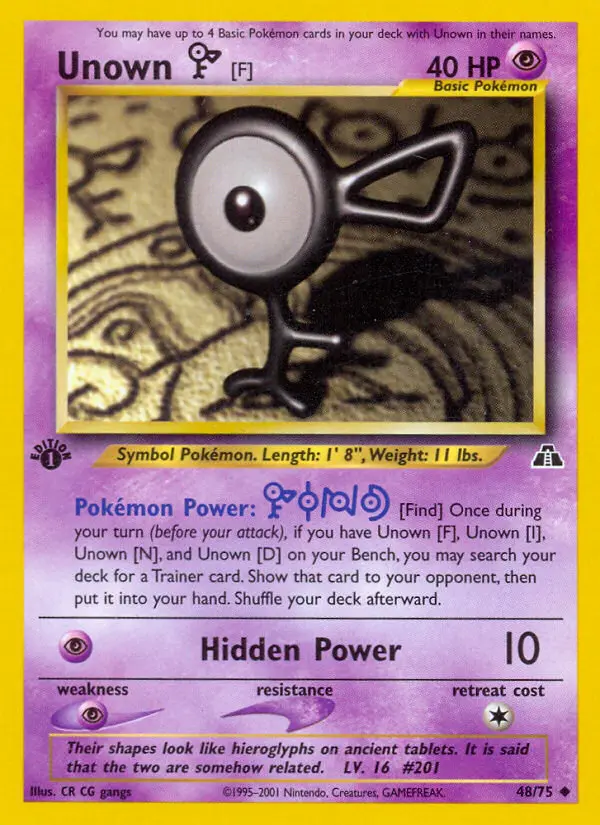 Unown [F] Uncommon Pokemon card #48 from Neo Discovery