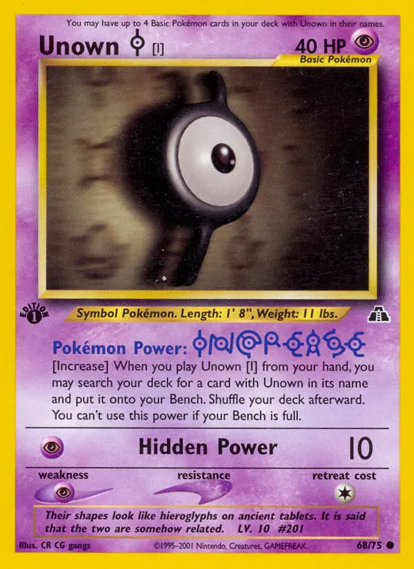 Unown [I] Common Pokemon card #68 from Neo Discovery