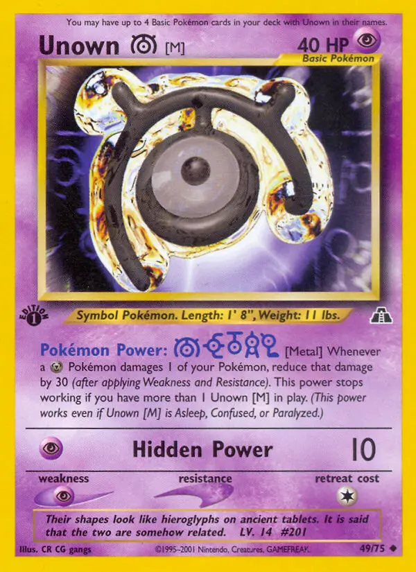 Unown [M] Uncommon Pokemon card #49 from Neo Discovery
