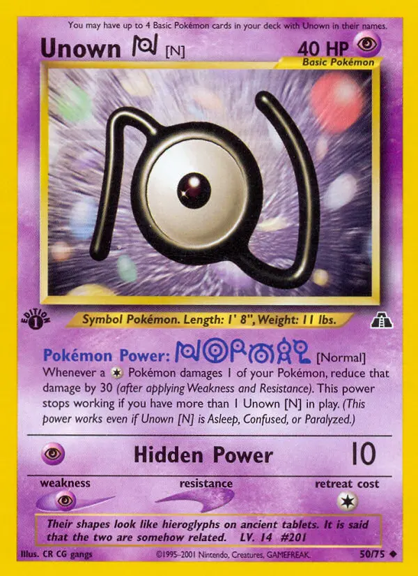 Unown [N] Uncommon Pokemon card #50 from Neo Discovery