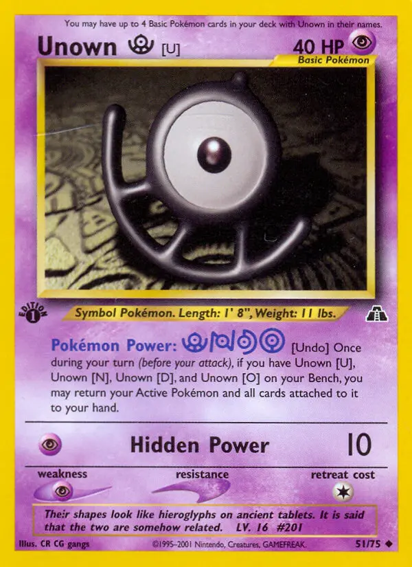 Unown [U] Uncommon Pokemon card #51 from Neo Discovery