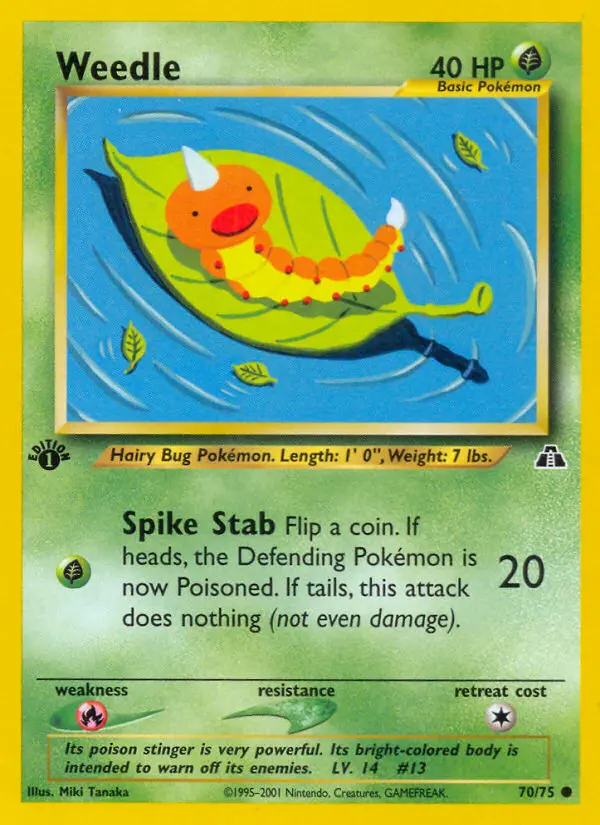 Weedle Common Pokemon card #70 from Neo Discovery