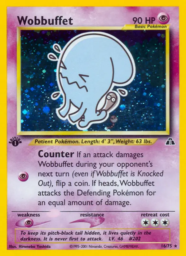 Wobbuffet Rare Pokemon card #16 from Neo Discovery