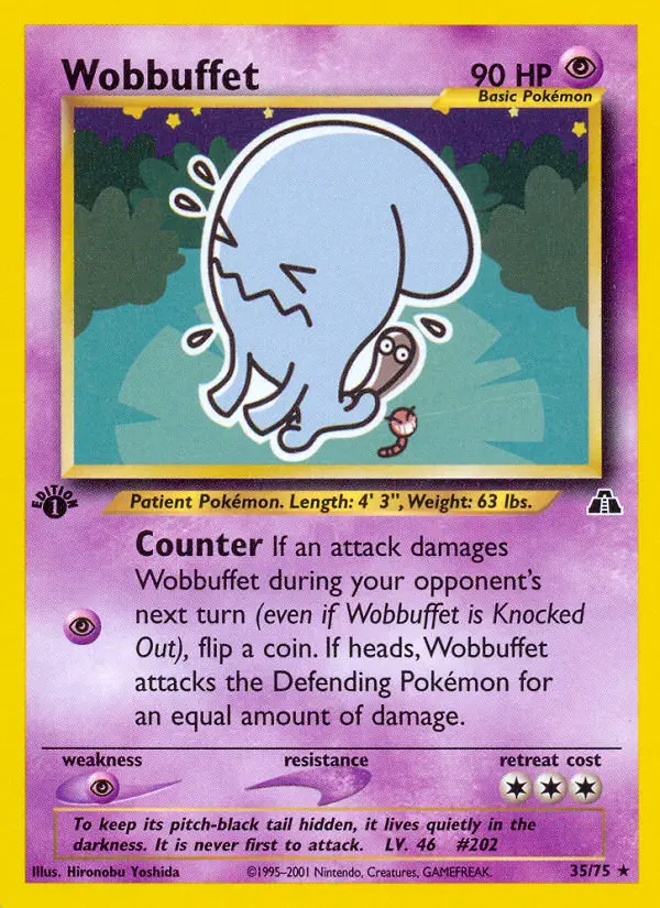 Wobbuffet Rare Pokemon card #35 from Neo Discovery