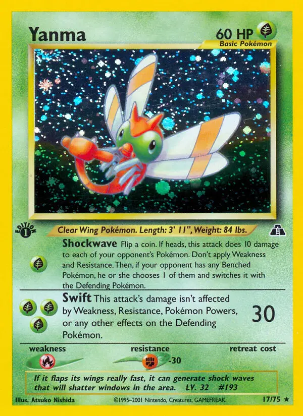 Yanma Rare Pokemon card #17 from Neo Discovery