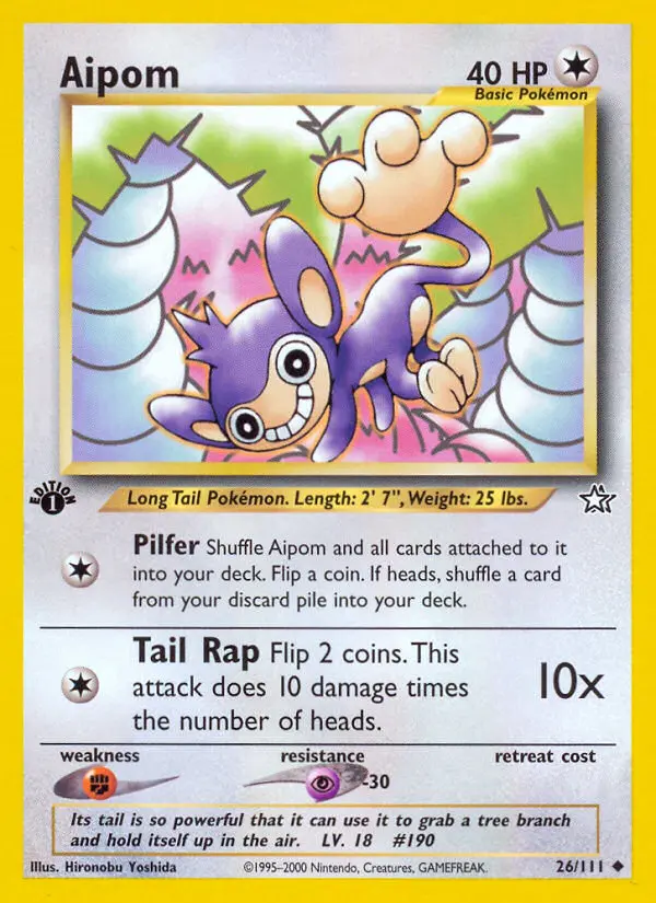 Aipom Uncommon Pokemon card #26 from Neo Genesis