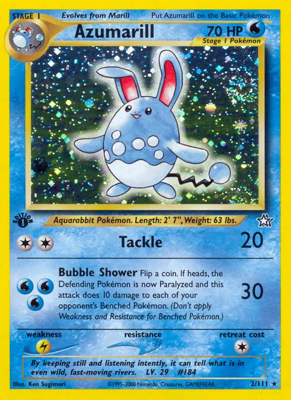 Azumarill Rare Pokemon card #2 from Neo Genesis
