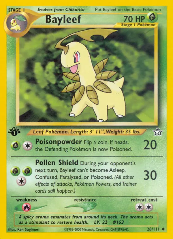 Bayleef Uncommon Pokemon card #28 from Neo Genesis