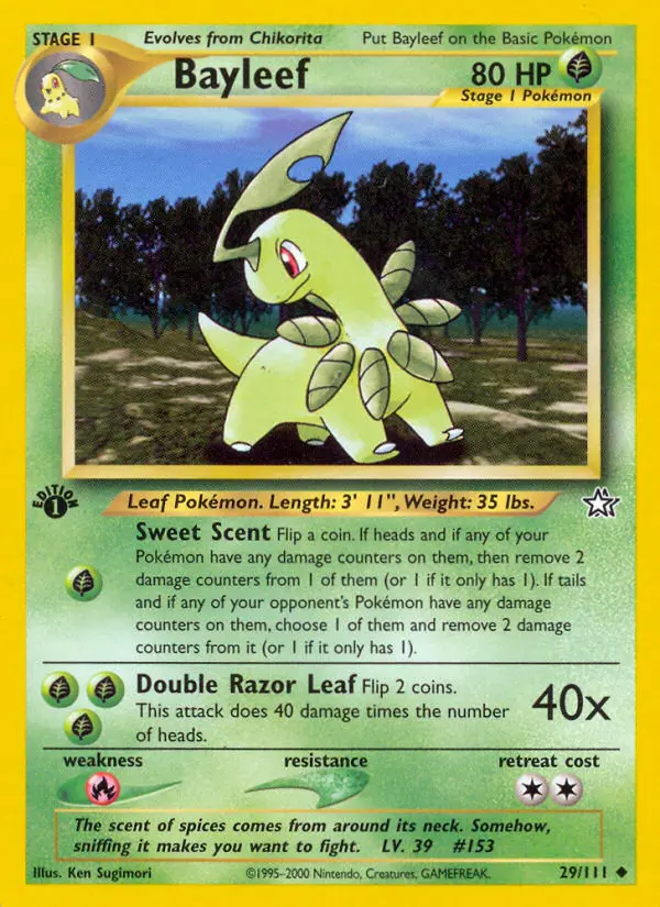 Bayleef Uncommon Pokemon card #29 from Neo Genesis