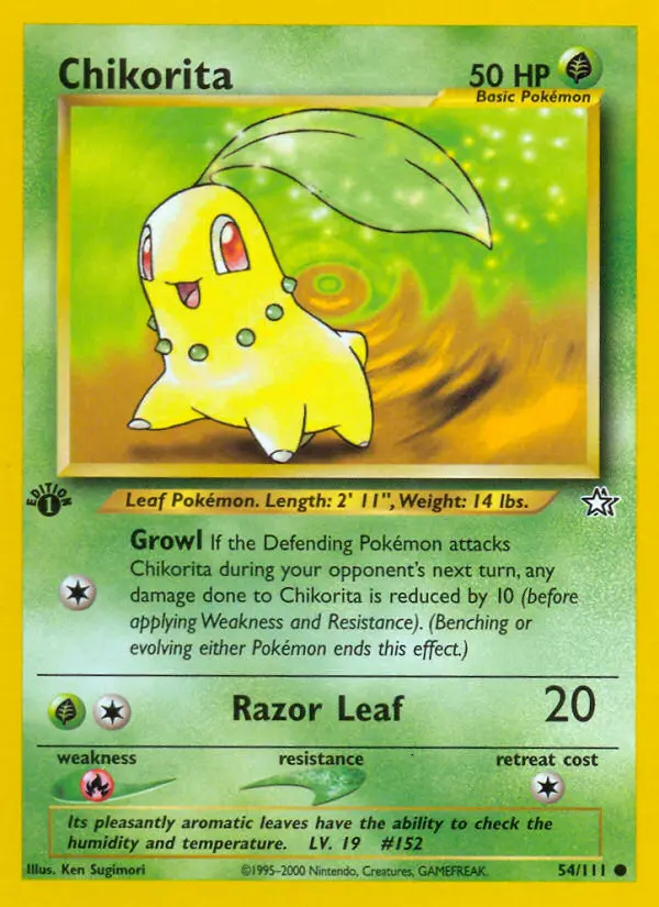 Chikorita Common Pokemon card #54 from Neo Genesis