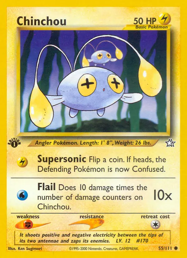 Chinchou Common Pokemon card #55 from Neo Genesis