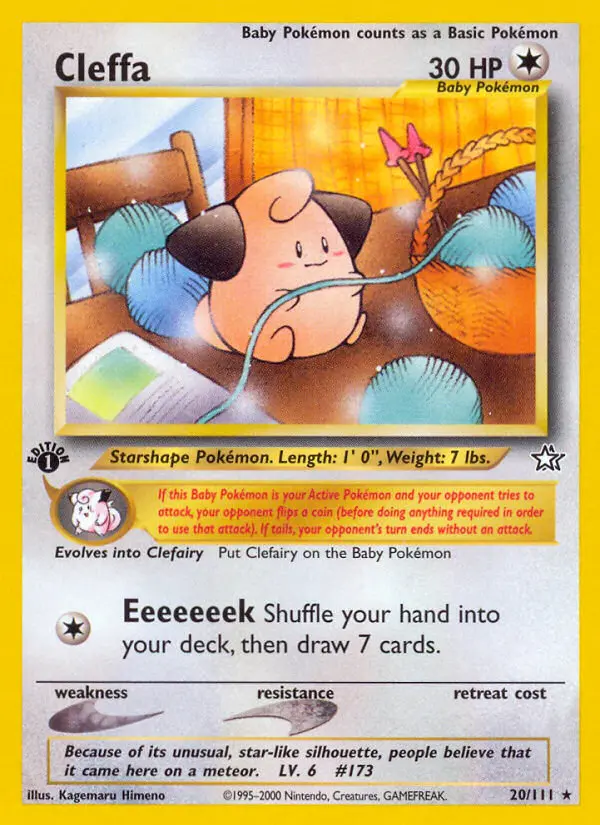 Cleffa Rare Pokemon card #20 from Neo Genesis