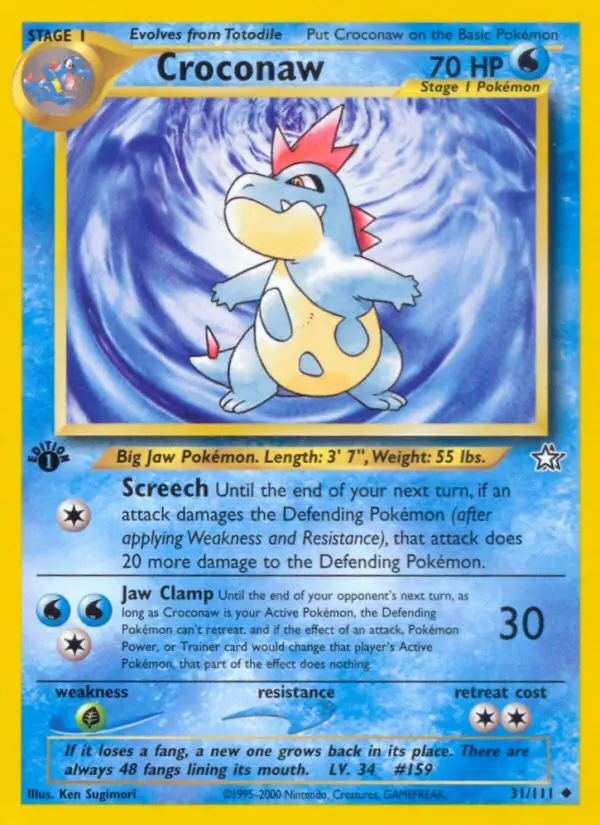 Croconaw Uncommon Pokemon card #31 from Neo Genesis