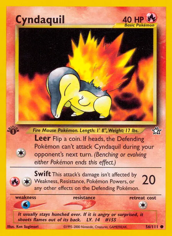 Cyndaquil Common Pokemon card #56 from Neo Genesis