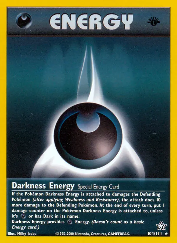 Darkness Energy Rare Pokemon card #104 from Neo Genesis