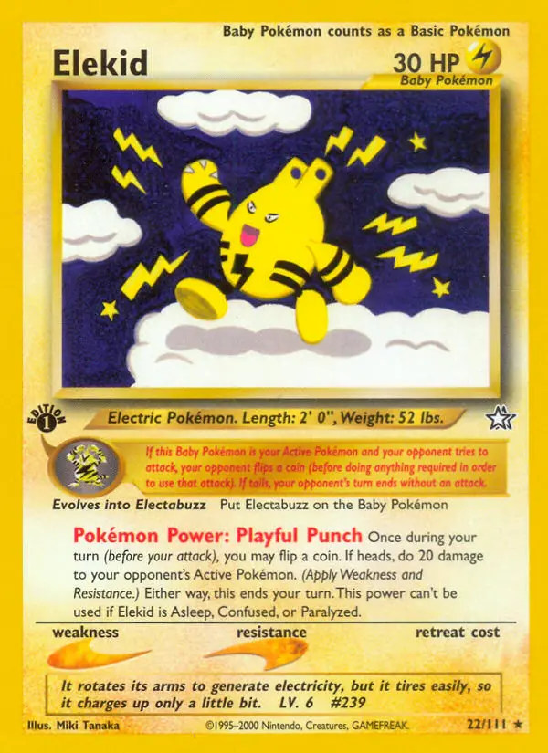 Elekid Rare Pokemon card #22 from Neo Genesis