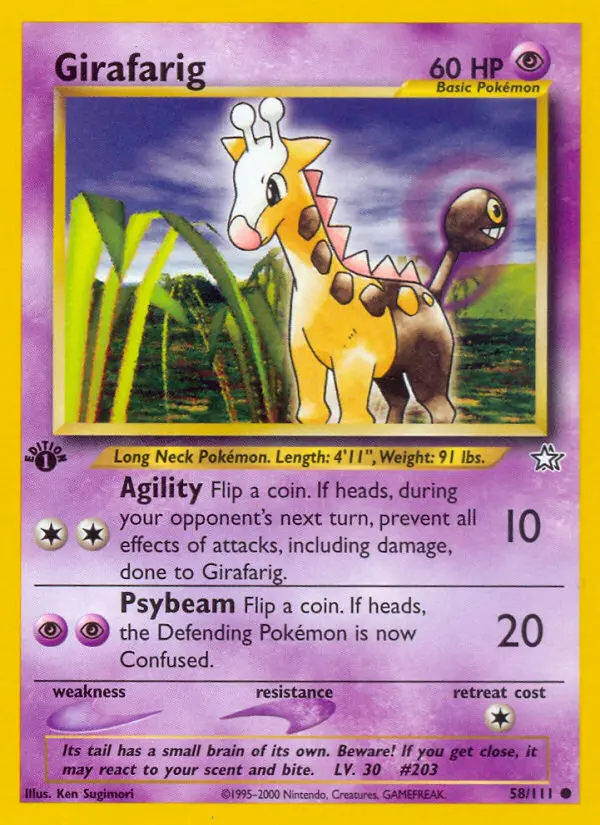 Girafarig Common Pokemon card #58 from Neo Genesis