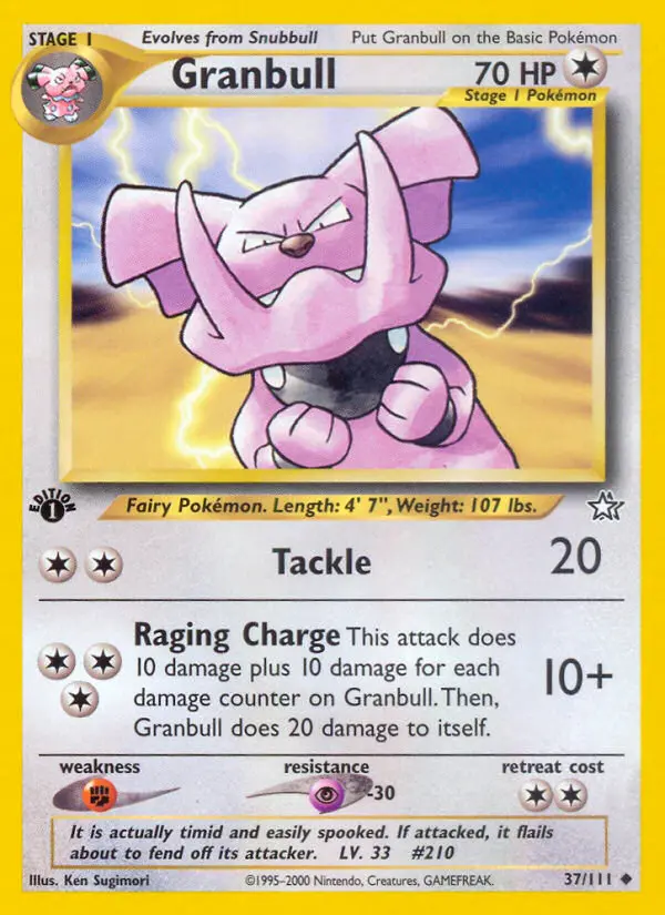 Granbull Uncommon Pokemon card #37 from Neo Genesis