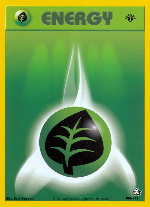 Grass Energy Common Pokemon card #108 from Neo Genesis
