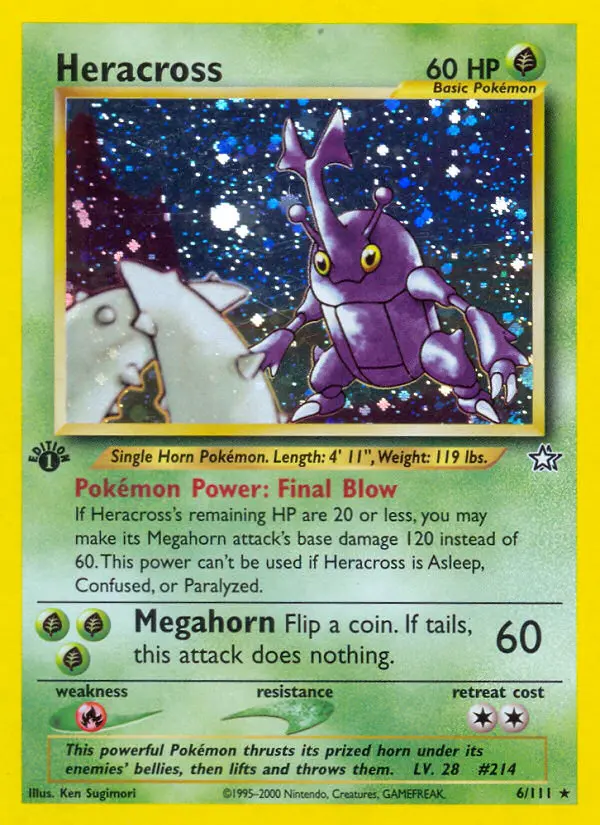 Heracross Rare Pokemon card #6 from Neo Genesis