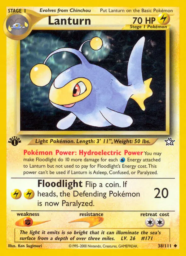 Lanturn Uncommon Pokemon card #38 from Neo Genesis