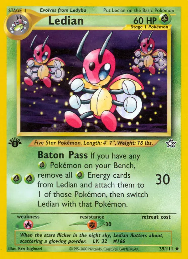 Ledian Uncommon Pokemon card #39 from Neo Genesis