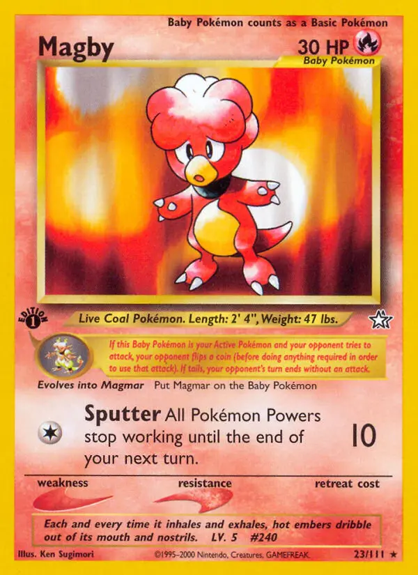 Magby Rare Pokemon card #23 from Neo Genesis