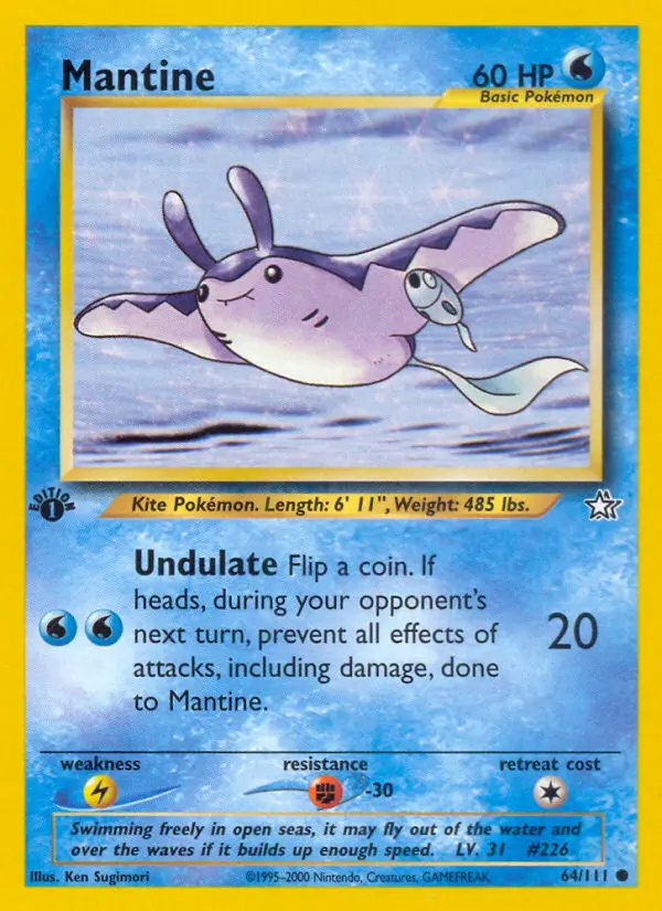 Mantine Common Pokemon card #64 from Neo Genesis
