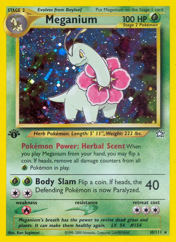 Meganium Rare Pokemon card #10 from Neo Genesis