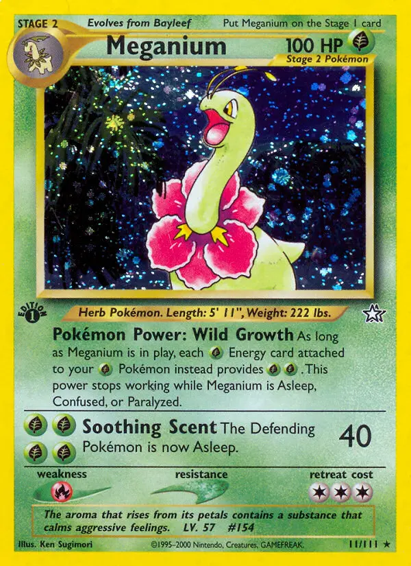 Meganium Rare Pokemon card #11 from Neo Genesis