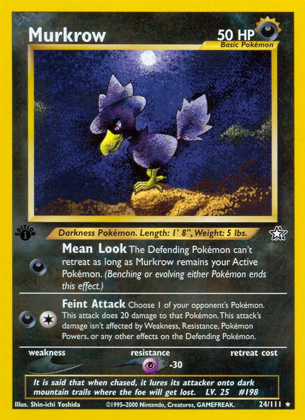 Murkrow Rare Pokemon card #24 from Neo Genesis